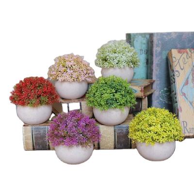 China Beautiful L-Small Colorful Potted Plant Artificial Plastic Grass Plant In A Pot For Home Decoration for sale