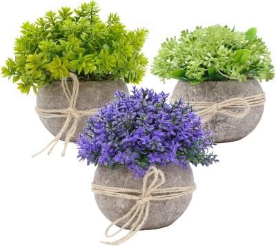 China H-077 3 Pack Modern Plastic Mini Artificial Fake Potted Plants for Indoors and Outdoors Decoration for sale