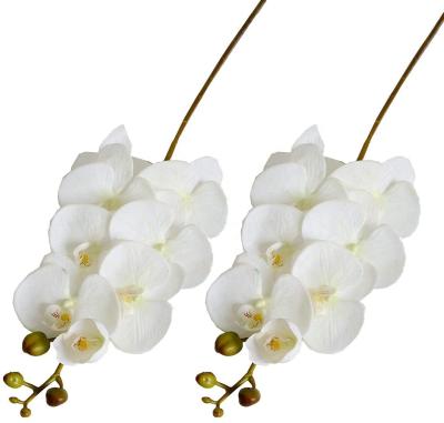 China Phalaenopsis 2PCS Artificial Orchids Real Touch Silk Wedding Flowers Stem White C046 for sale