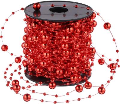 China Pearl Garland Plastic Pearl Strands Christmas Chain for Christmas Wedding Red Decoration C069 for sale