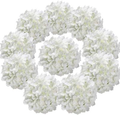 China White Silk Hydrangea Heads Stems Artificial Flowers For Wedding Party Bedroom Decor Home Pack Of 10 C004 for sale