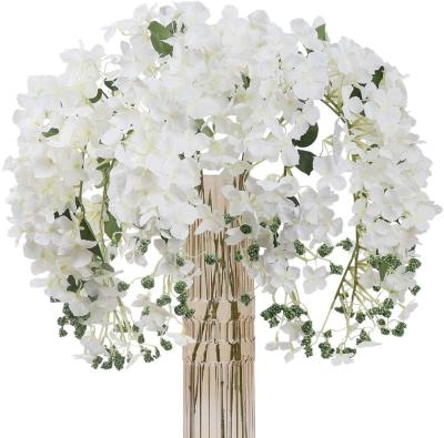 China Bulk Large Artificial Silk Hydrangea Flowers For Wedding Decorations Long Stems For Wedding Home Office Hanging Vine Garlands C022 for sale