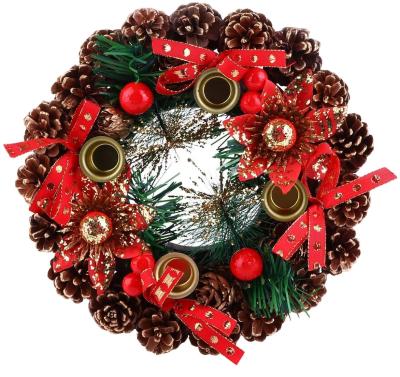 China Beautiful Simulation Colorful Garland Delicate Wreath Candlestick Christmas Decoration Exquisite Home Decoration for sale