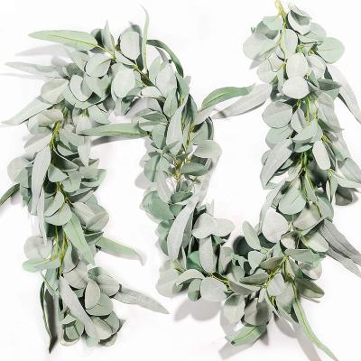 China G-085Eucalyptus Wreath 6.2 FT Artificial Lambs Ear Greenery Vine With Willow Leaves For Wedding Backdrop Table Party Home Decor C085 for sale