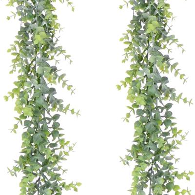 China G-086 6ft Greenery Eucalyptus Garland With Pink Flowers For Wedding Backdrop Hanging Plant For Table Festival Party Decor C086 for sale