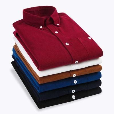 China Newest design hot solid thin corduroy casual shirt long sleeve fit sale anti-pilling shirt for men's corduroy shirt men for sale