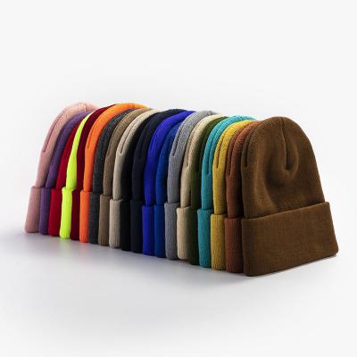 China COMMON Custom Adult Winter Knitted Beanie With Embroidery Cheap Winter Hats for sale