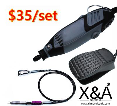 China Easy apply professional X&A nail drill machine set, flexible motorcycle+foot control+super shaft for sale