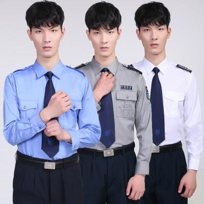 China Customized Men's Security Guard Dress Uniform /Cheap Security Shirt Blue White Brown Design Security Guard Acid Resistant Latest Wear for sale