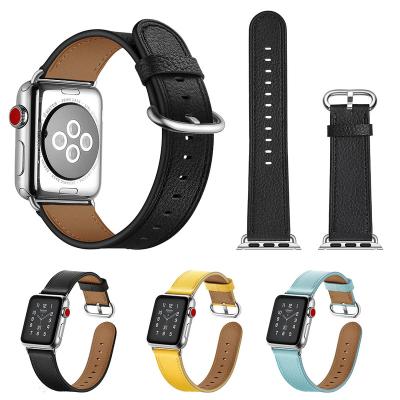 China Fashion. Factory Wholesale New Sports Leather Watch Band For Apple Watch 1 2 3 4 5 Cowhide Leather Strap With Round Tail for sale