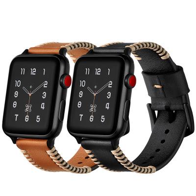 China Fashion. High Quality Wide Genuine Vintage Wrist Sport Strap Luxury Apple Leather Watch Band for sale