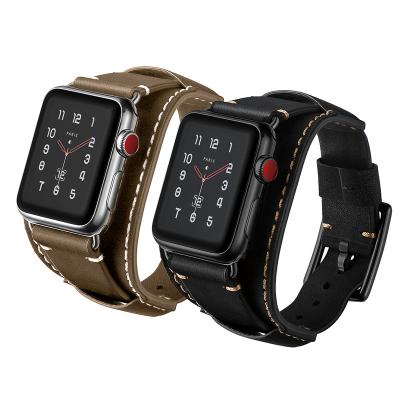 China Fashion. Luxury Sport Watch Strap Double Circle Leather Watch Band For Apple Watch for sale