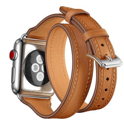 China Fashion. Sport Double Buckle Fashion Leather Ladies Slim Double Buckle Watch Band Compatible For Apple Watch for sale