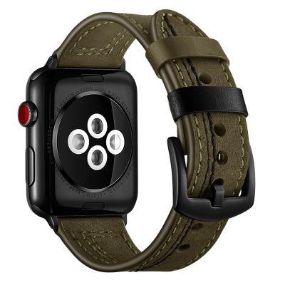 China Fashion. Sports Top Quality Black/Brown/Green Genuine Leather Watch Band Strap For Apple for sale