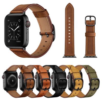 China Fashion. Sport Vintage Style Change Oil Leather Watch Strap Apple Smart Watch Band for sale