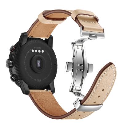 China Fashion. Sports Wholesale OEM Whip Butterfly Buckle Men Leather Watchband For 22m Huami Amazfit for sale