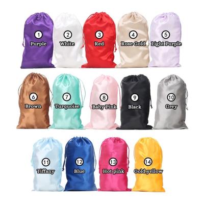 China Custom Promotion Colored Silk Satin Bag For Hair Packaging Can Be Add Logo Custom Made Satin Drawstring Bag Large for sale