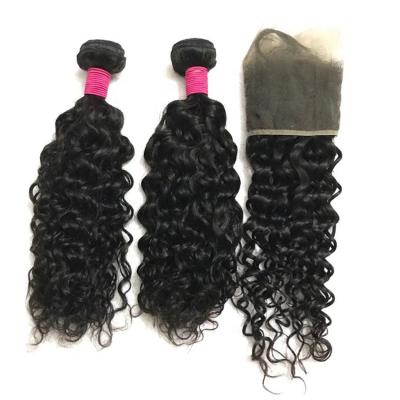 China Bulk Water Wave Bundle Hair Wholesale Vendors Mink Brazilian Hair Bundles Human Hair Extension With Lace Closure Headband for sale