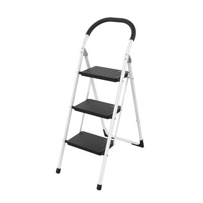 China Folding Ladders Household Steel Folding Step Ladder With Blue Plastic Sheet for sale