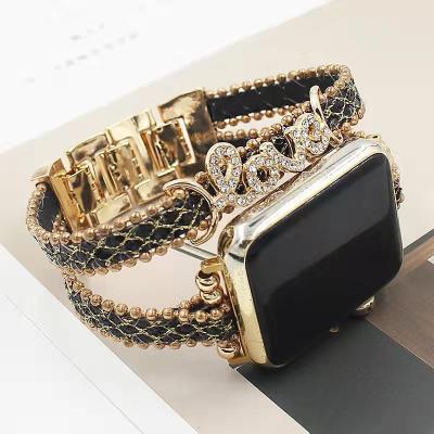 China For iwatch Multi-Charm Shiny Leather Band For Apple Watch Band For Apple Watch Se 6 for sale