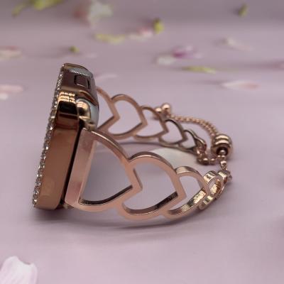 China For iwatch Stainless Steel Heart Watchbands For Apple Watch Bands, Rose Gold Women Bracelet for sale