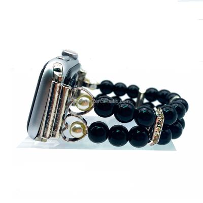 China For iwatch Smart Watch Custom Band Women Beads Shape Handmade Shine Pearl Strap For Apple Watch Band Strap for sale