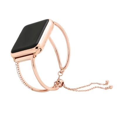 China For iwatch Fashion Elegant Ladies Diamond Single Side Set Watch Band For Apple Watch Cavity Metal Band for sale