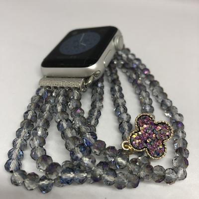 China For iwatch Faceted Crystal Beaded Watch Band Strap Watch Band Jewelry For Apple For Women for sale