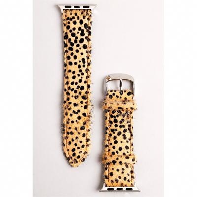 China For iwatch Genuine Leather Watch Band, Slim Leopard Print Patterns Watch Strap For Apple iWatch Series 6/5/4/3 for sale