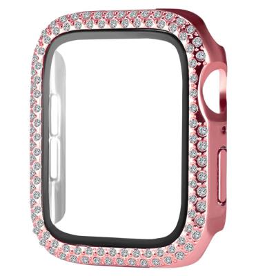 China Rhinestone Bling Shockproof Case For Apple Watch Cover Series 7 38MM 42MM 40mm 44mm, Protector Case For iWatch Pink for sale