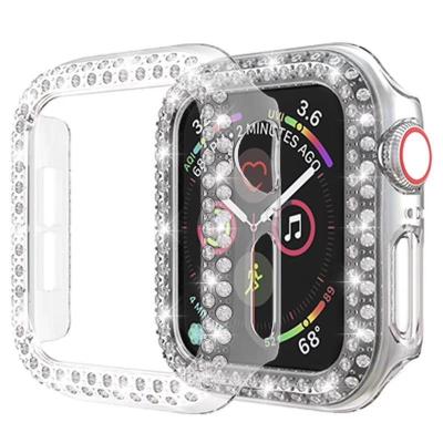 China Hot Selling Diamond-encrusted Explosion-proof/Anti-drop Dual PC Protective Case For Apple Watch Series SE 65 4 3 2 1 for sale