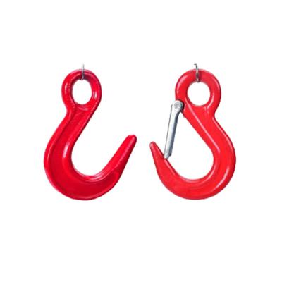 China Heavy industry G80 alloy steel eye sling hook/safety lifting hook/crane eye hook with safety lock for sale