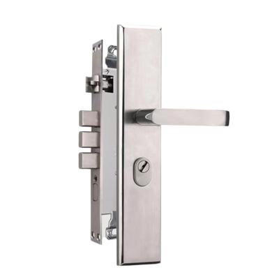 China Household Steel Hardware Stailess Stainless Steel Part Door Handle Interior Door Lock With Lock Cylinder for sale