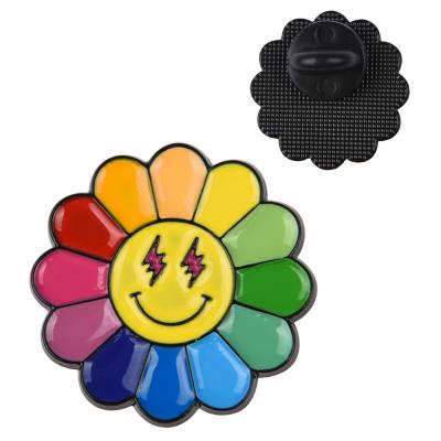 China Europe 2022 cheap direct price cute anime factory soft enamel lapel pins for crafts sunflower pins for hat decoration for sale