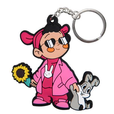 China Soft Key Holder 2D / 3D PVC Keychains Custom Make Rubber Key Chain With Your Logo Rabbit Bad Keychains Key Holder For Bag for sale