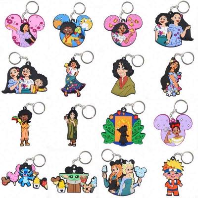 China Rubber Manufacturer Wholesale Lots Soft PVC Encanto Designs Cute Animal Keychains Rubber Keychains With Supporting Card for sale