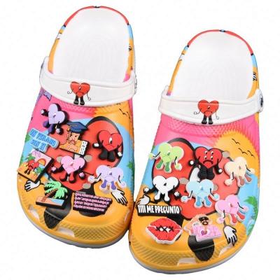 China Deodorization Custom Printing Bad Bunny Garden Shoes Latest Wholesale Men's Casual Geometric Eva Clogs Sandals for sale