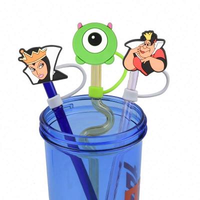 China Wholesale Cute Cartoon Plastic Straw Silicone Dustproof Cover Drinking Straw Plugs Reusable Straw Tip cover toppers for plastic for sale