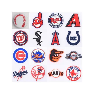 China Soft PVC Wholesale High Grade Croc Shoe Buckle Charms Baseball Team Croc Charm Decoration For Hole MLB Shoe Croc Charm Fit For Shoe Ornament for sale