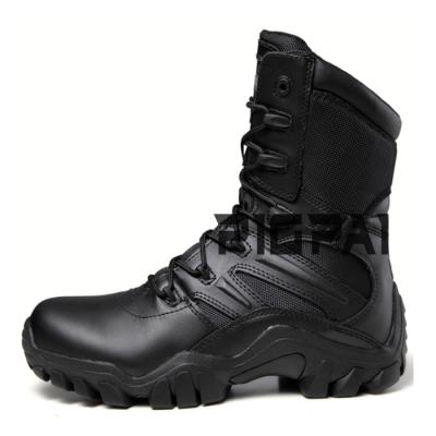 China Tactical Anti-Smell Black Delta 8 Cowhide Leather Military Boots for sale