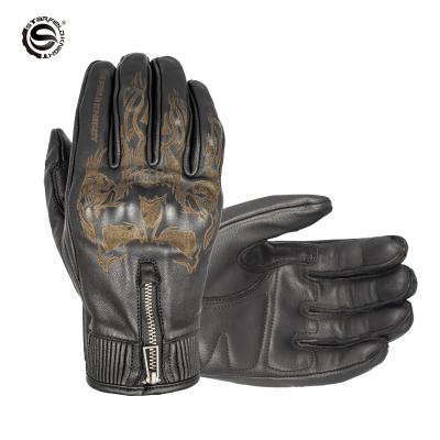 China Hard Touch Screen Motorcycle Motocross Gloves PVC Shell Motorbike Riding Gloves Waterproof Vintage Sheepskin Motorcycle Gloves for sale