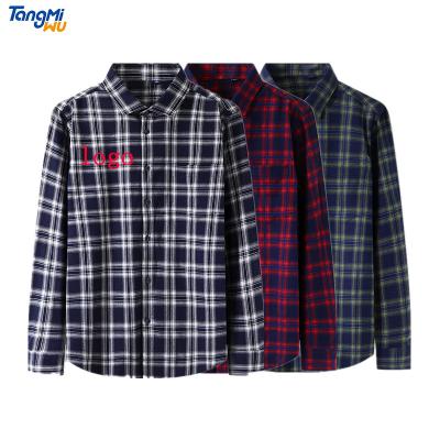 China TMW anti-shrink customized autumn European and American shirt version work custom logo camisas de hombre crumple cotton men plaid shirt for sale