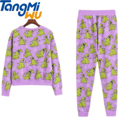 China Viable High Quality Custom Made Women's Jogging Comic Images Fleece Two Piece Digital Printing Sweat Suits for sale