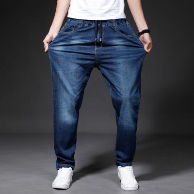 China Plus size 8XL plus size grade custom wholesale men's top drawstring pants loose oversized stretch jeans men for sale