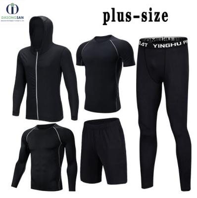 China 2021 Breathable Gym Long Sleeve Jacket Plus-Size Fitness Sportswear Set Men And Compression Pants Outdoor Running T-shirt Long for sale