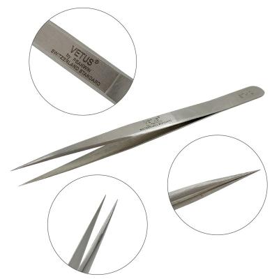 China High Quality Eyelash Makeup Work Wholesale Stainless Steel Slope Headed Curlved Tip ESD ST Series ST-10-17 Tweezers for sale