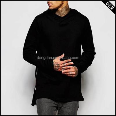 China Fashion custom snug fit anti-pilling long sleeve hood t-shirt with zipper for aplet men t shirts for sale