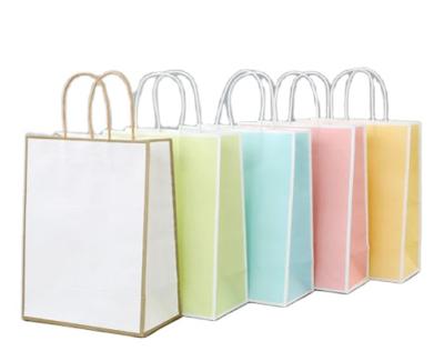 China Multifunctional Recycled Materials DIY Color Soft Paper Bag With Handles Festival Gift Bag Kraft Paper Shopping Packing Bag for sale