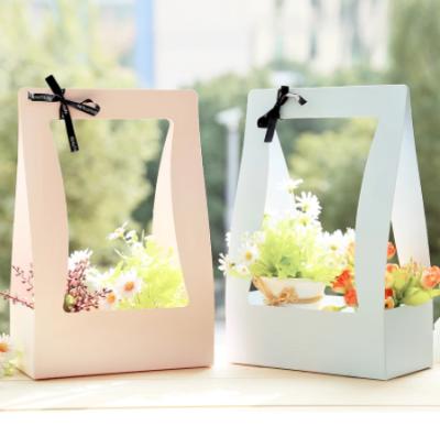 China Hot-selling Recyclable Flower Basket Paper Flower Packing Box Flower Gift Paper Craft Portable Box for sale