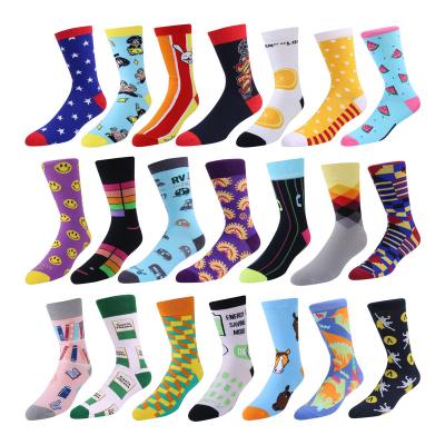 China Happy Logo Quality Men Socks Calcetines Socken Colorful Comic Funky Funny Cartoon Character Custom Antibacterial Cotton for sale